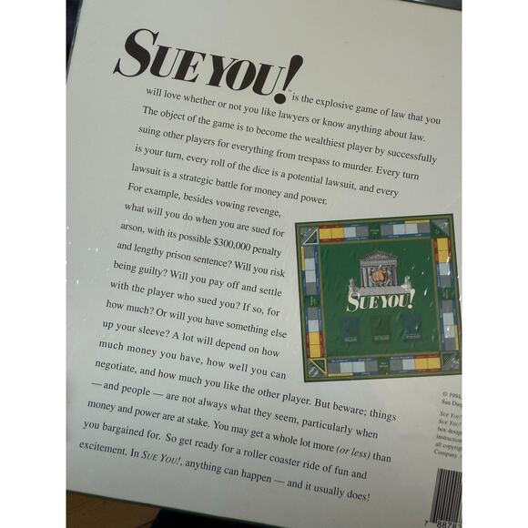 SUE YOU! Board Game The Explosive Game of Law. 1994 New and Sealed! - Picture 7 of 9